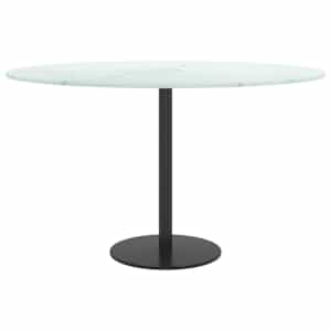 Stolní deska bílá Ø 70 x 0,8 cm tvrzené sklo mramorový design - obrázek 3