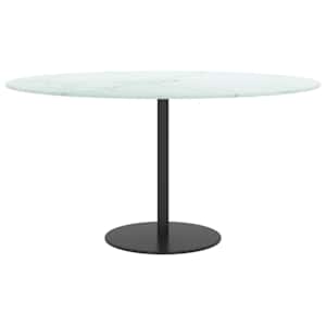 Stolní deska bílá Ø 80 x 1 cm tvrzené sklo mramorový design - obrázek 3