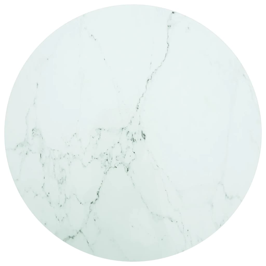 vidaXL Blat de masă alb Ø90x1 cm sticlă securizată cu design marmură