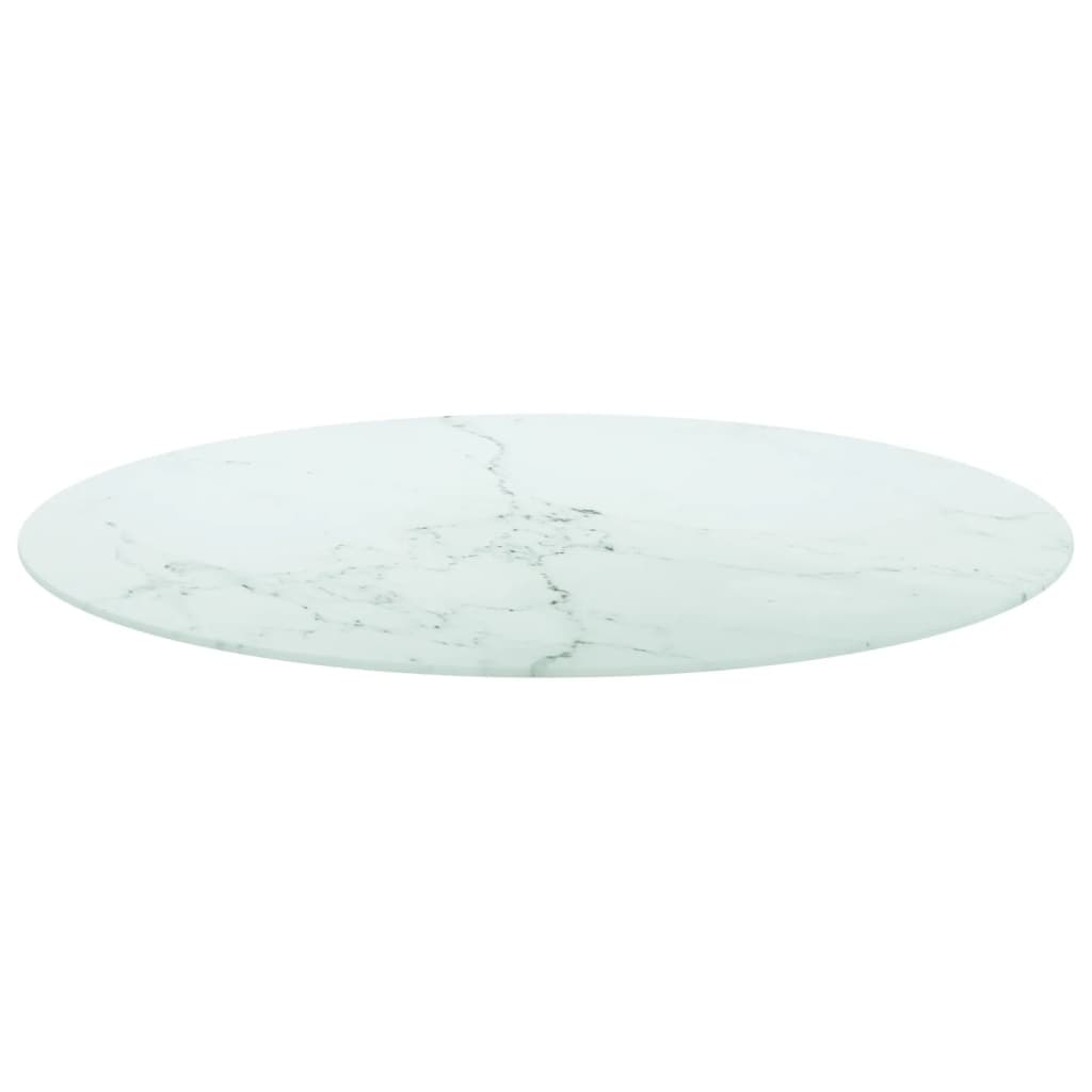 

vidaXL Tafelblad Ø90x1 cm gehard glas met marmeren design wit