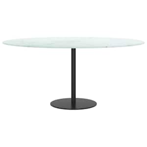 Stolní deska bílá Ø 90 x 1 cm tvrzené sklo mramorový design - obrázek 3