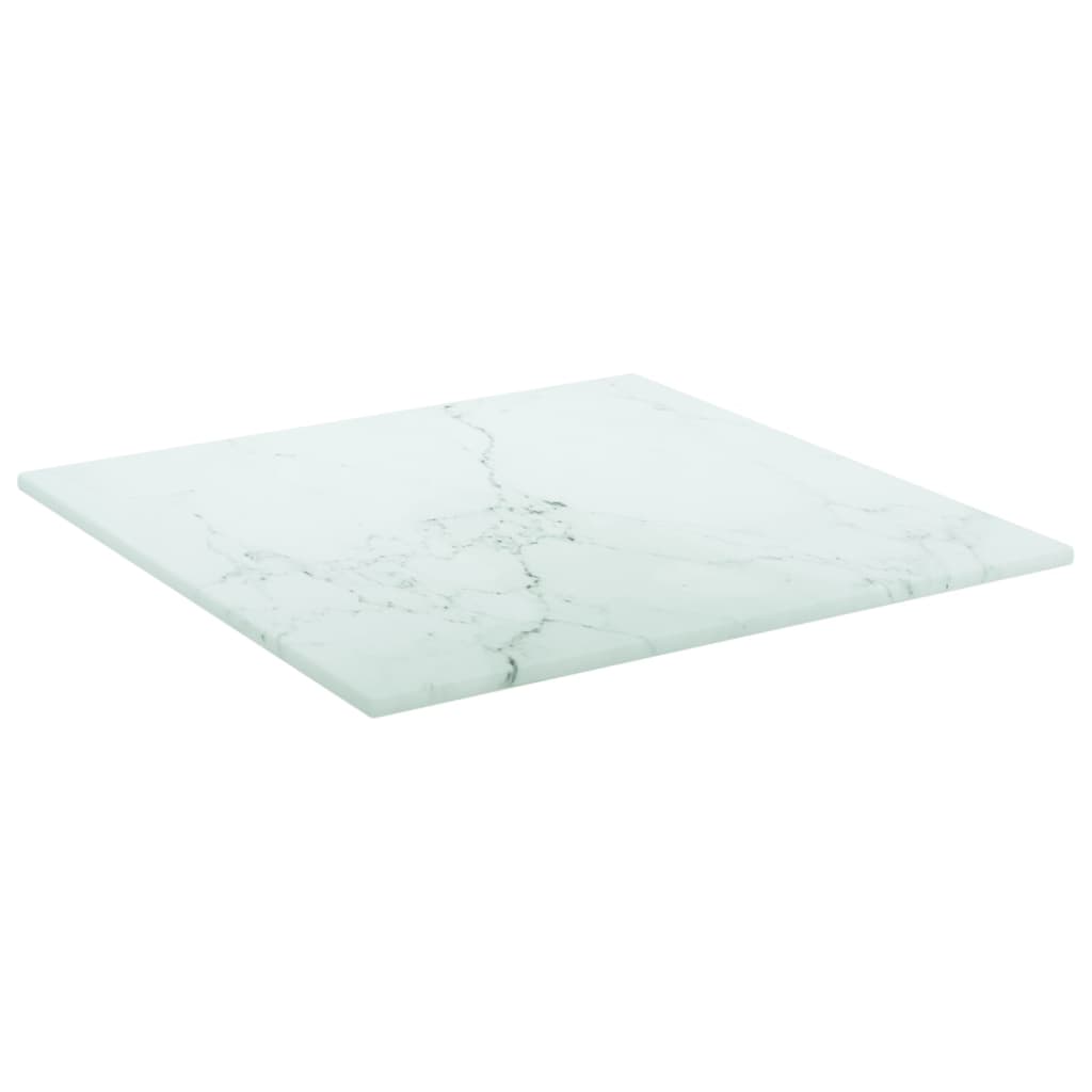 Stolní deska bílá 30x30 cm 6mm tvrzené sklo mramorovaný design