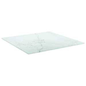 Stolní deska bílá 50 x 50 cm 6 mm tvrzené sklo mramorový design - obrázek 2