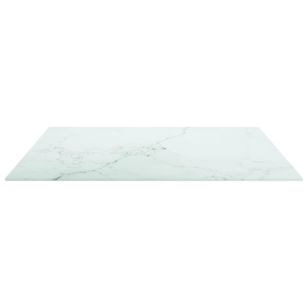 Stolní deska bílá 70x70 cm 6 mm tvrzené sklo mramorovaný design