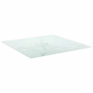 Stolní deska bílá 70 x 70 cm 6 mm tvrzené sklo mramorový design - obrázek 2
