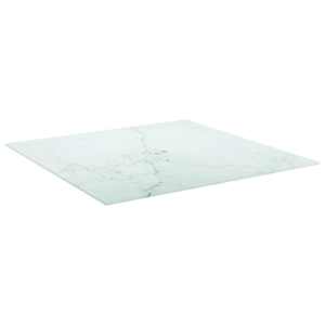 Stolní deska bílá 80 x 80 cm 6 mm tvrzené sklo mramorový design - obrázek 2