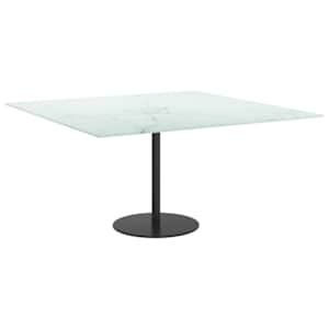 Stolní deska bílá 80 x 80 cm 6 mm tvrzené sklo mramorový design - obrázek 4