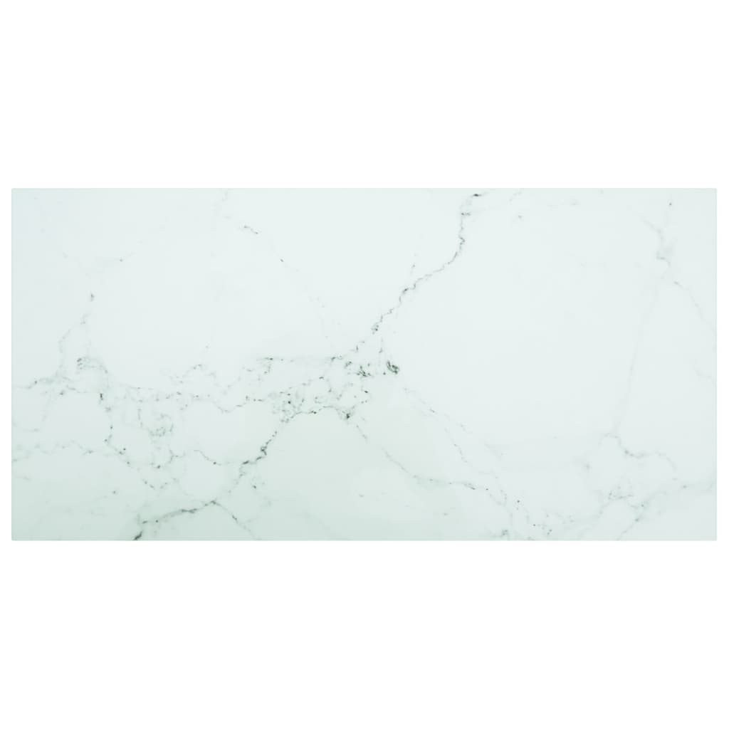 Stolní deska bílá 100 x 50 cm 6mm tvrzené sklo mramorový design