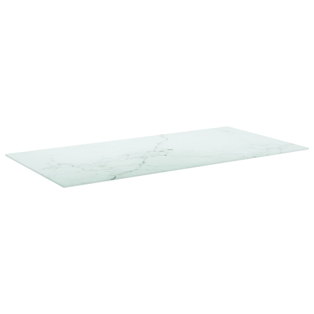 vidaXL Bordsskiva vit 100x50 cm 6 mm härdat glas med marmortextur