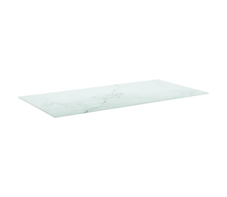 vidaXL Table Top White 100x50 cm 6mm Tempered Glass with Marble Design