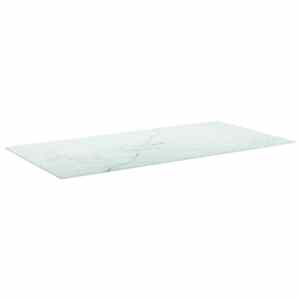 Stolní deska bílá 100x50 cm 6 mm tvrzené sklo mramorový design - obrázek 2