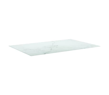 vidaXL Table Top White 100x62 cm 8mm Tempered Glass with Marble Design