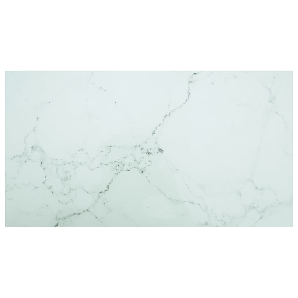 Bordsskiva vit 120x65 cm 8 mm härdat glas med marmortextur