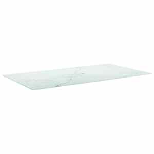 Stolní deska bílá 120x65 cm 8 mm tvrzené sklo mramorový design - obrázek 2