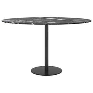 Stolní deska černá Ø 70 x 0,8 cm tvrzené sklo mramorový design - obrázek 3