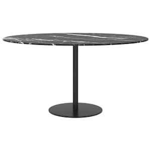 Stolní deska černá Ø 80 x 1 cm tvrzené sklo mramorový design - obrázek 3