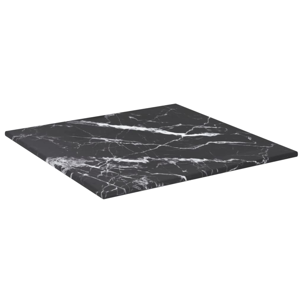 vidaXL Tafelblad 30x30 cm 6 mm gehard glas met marmeren design zwart afbeelding
