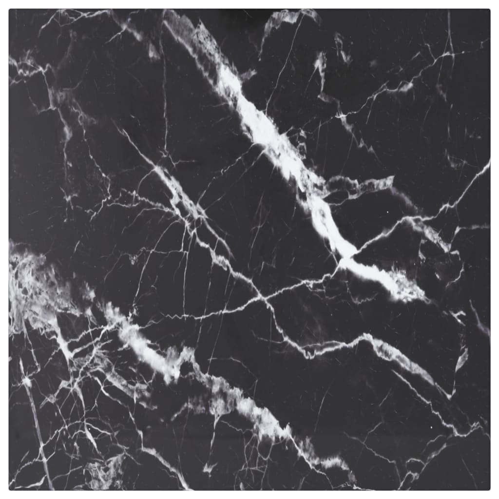 vidaXL Bordsskiva svart 50x50 cm 6 mm härdat glas med marmortextur