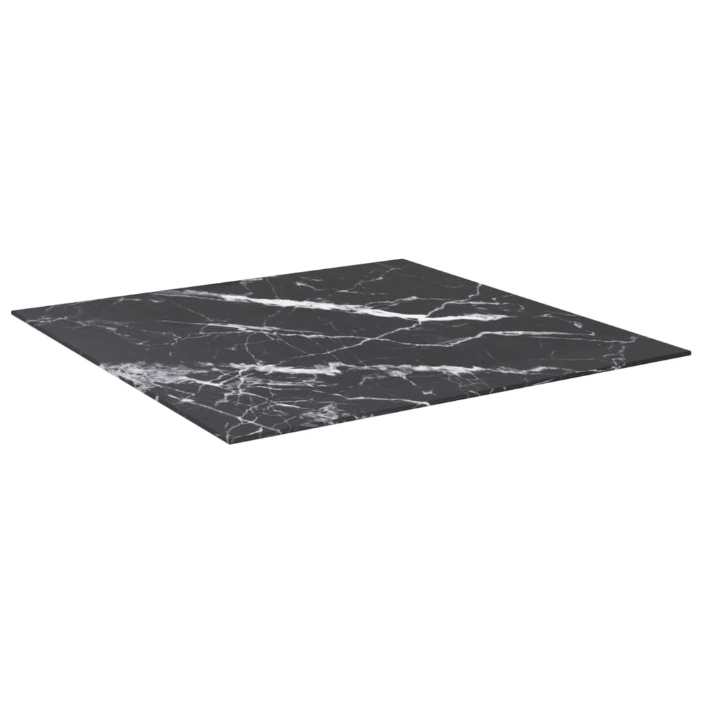 

vidaXL Tafelblad 80x80 cm 6 mm gehard glas met marmeren design zwart