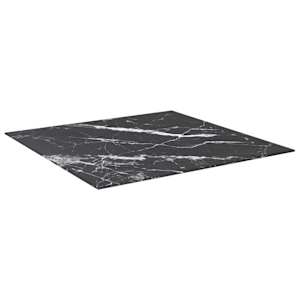 Stolní deska černá 80x80 cm 6 mm tvrzené sklo mramorový design - obrázek 2