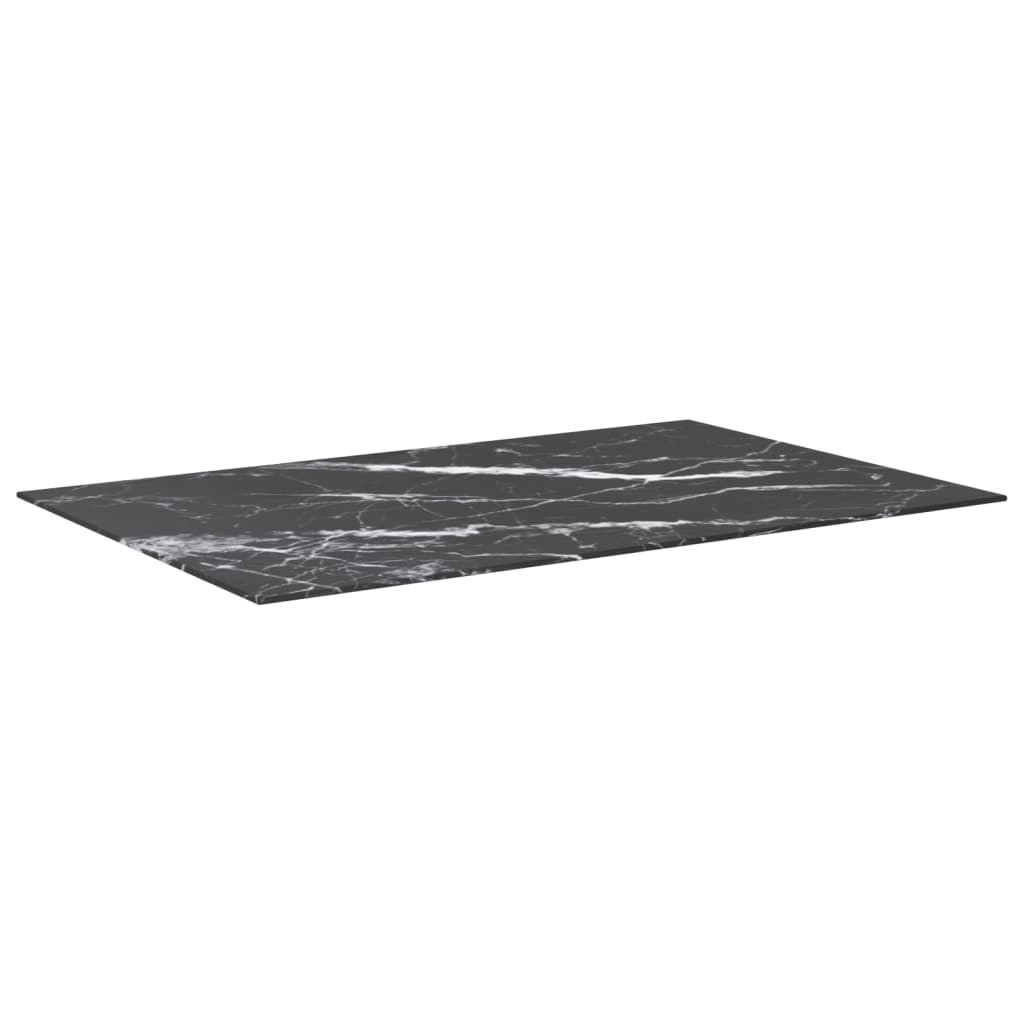 vidaXL Mizna plošča črna 100x62 cm 8 mm kaljeno steklo z marmorjem