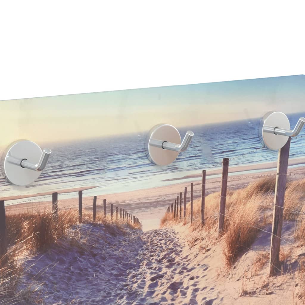 vidaXL Porte-manteau mural 40x25 cm Verre trempé Design Plage