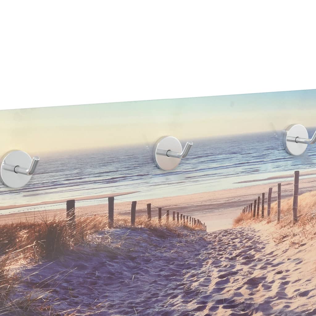 vidaXL væghængt knagerække 80x30 cm hærdet glas stranddesign