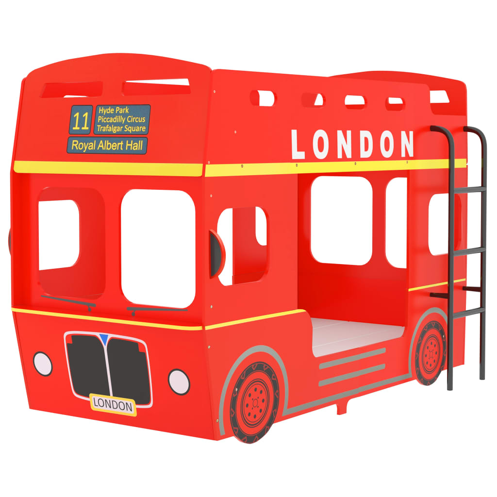 Poschoďová postel Londýnský bus červený MDF 90 x 200 cm