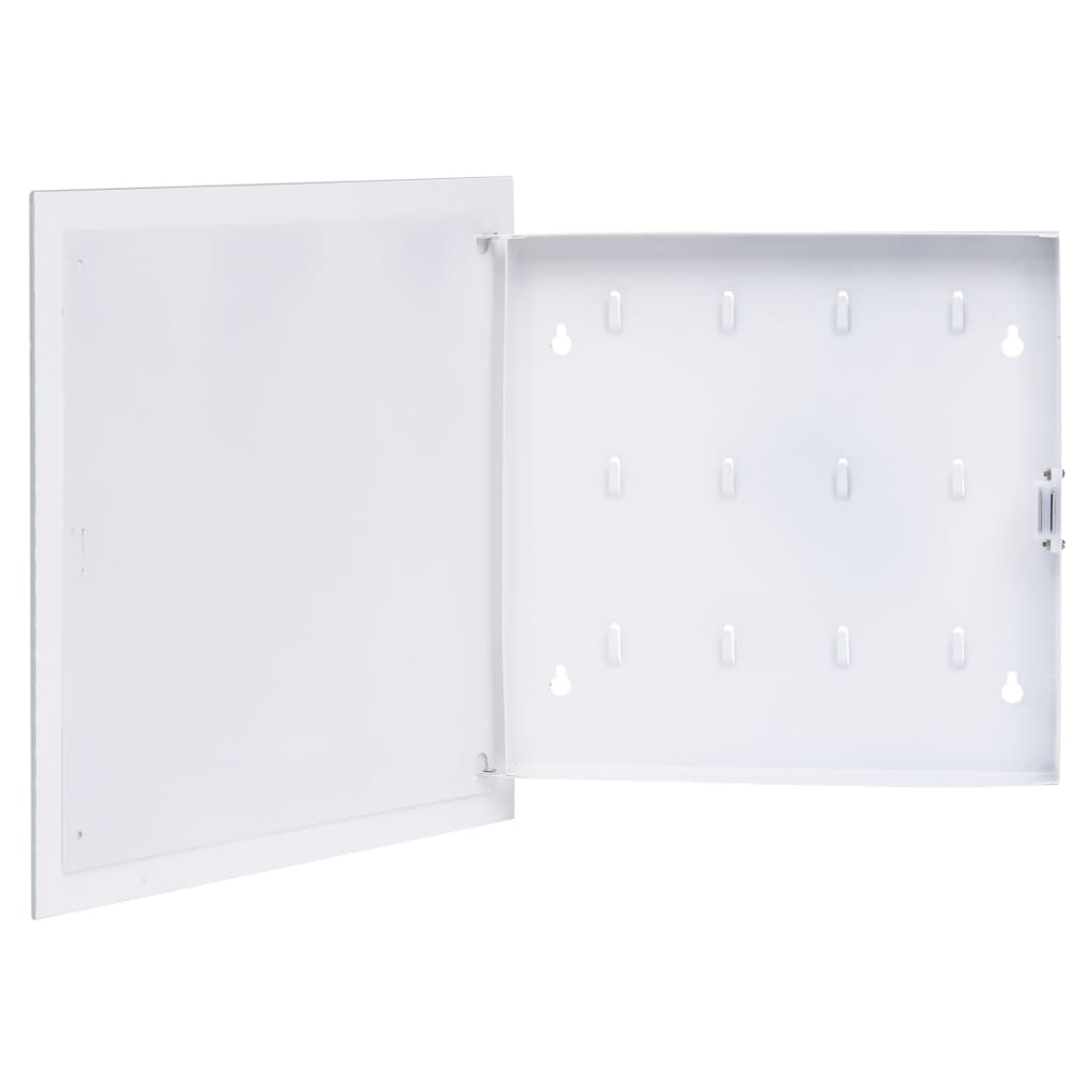 vidaXL Casetă pentru chei cu tablă magnetică, alb, 35 x 35 x 5,5 cm vidaxl.ro
