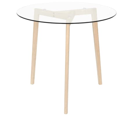 vidaXL Обідній Стіл Прозорий 80 см Загартоване Скло