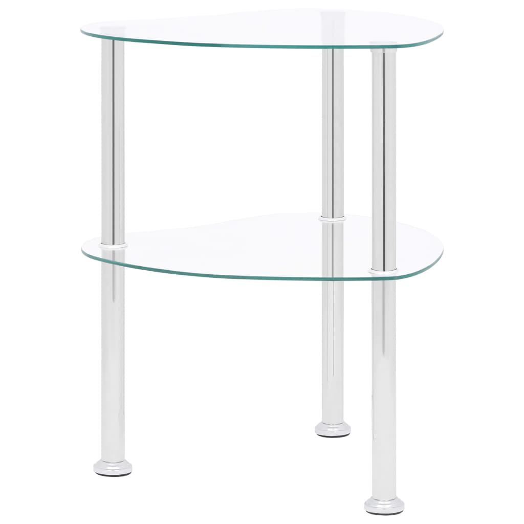 2 szintes átlátszó edzett üveg kisasztal 38 x 38 x 50 cm 
