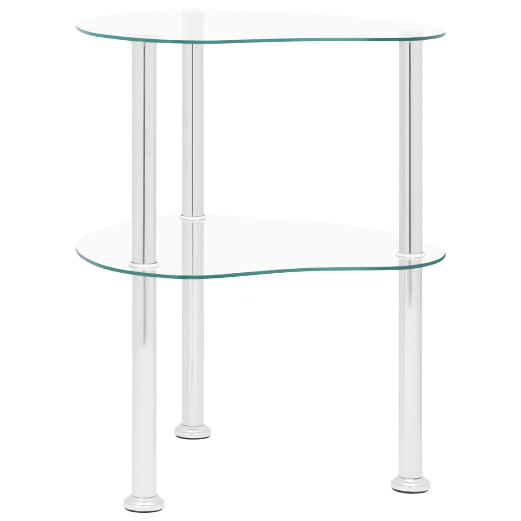 2 szintes átlátszó edzett üveg kisasztal 38 x 38 x 50 cm 