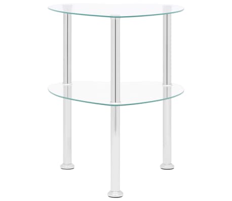 vidaXL Sidebord 2 etasjer gjennomsiktig 38x38x50 cm herdet glass
