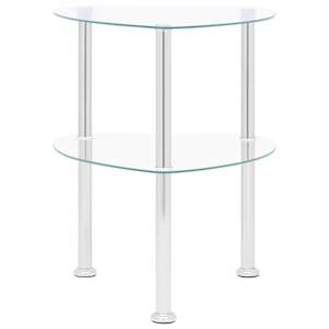 vidaXL Sidebord 2 etasjer gjennomsiktig 38x38x50 cm herdet glass