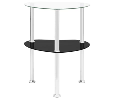 vidaXL Bijzettafel 2-laags 38x38x50 cm gehard glas transparant zwart