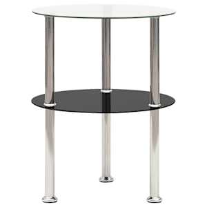 vidaXL 2-korruseline lisalaud l&auml;bipaistev, must 38 cm karastatud klaas