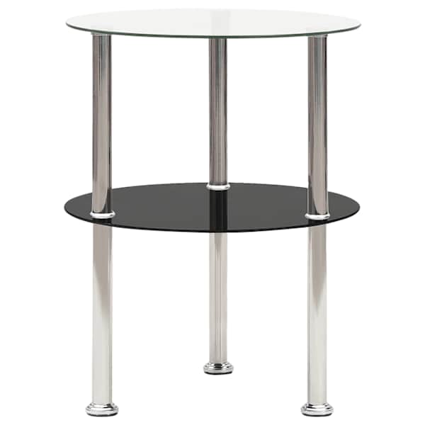 vidaXL 2-korruseline lisalaud l&auml;bipaistev, must 38 cm karastatud klaas