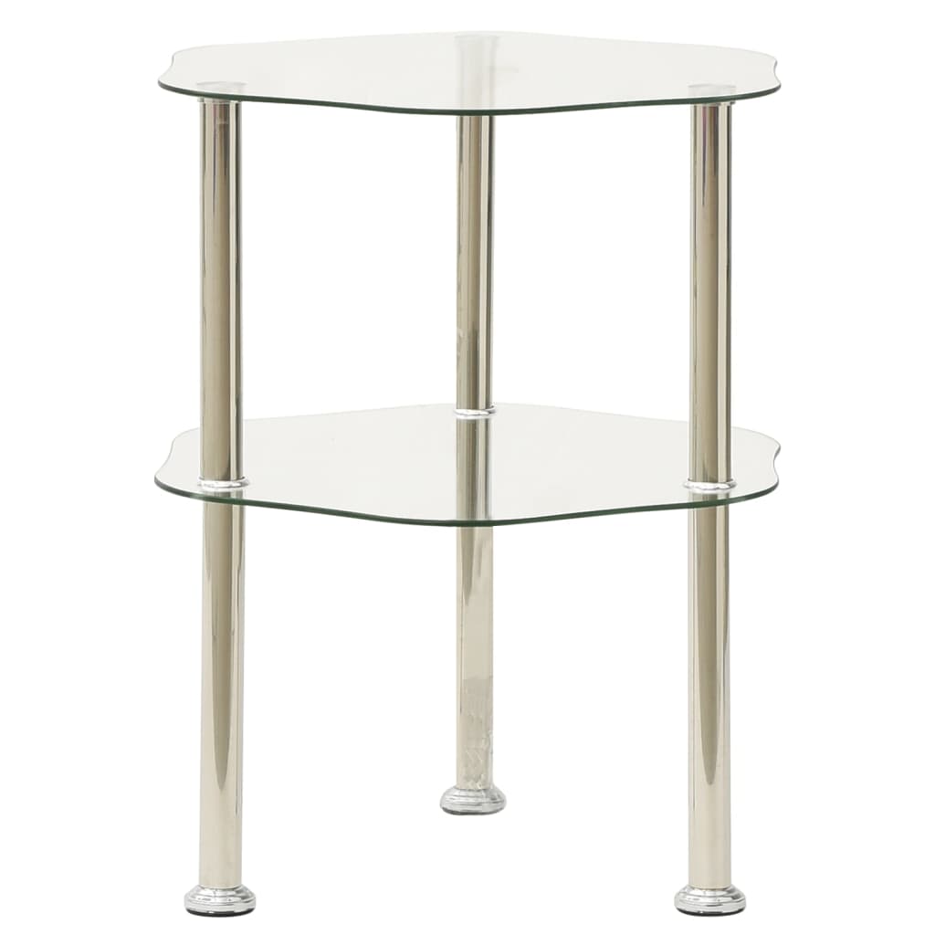 Image of vidaXL 2-Tier Side Table Transparent 38x38x50 cm Tempered Glass