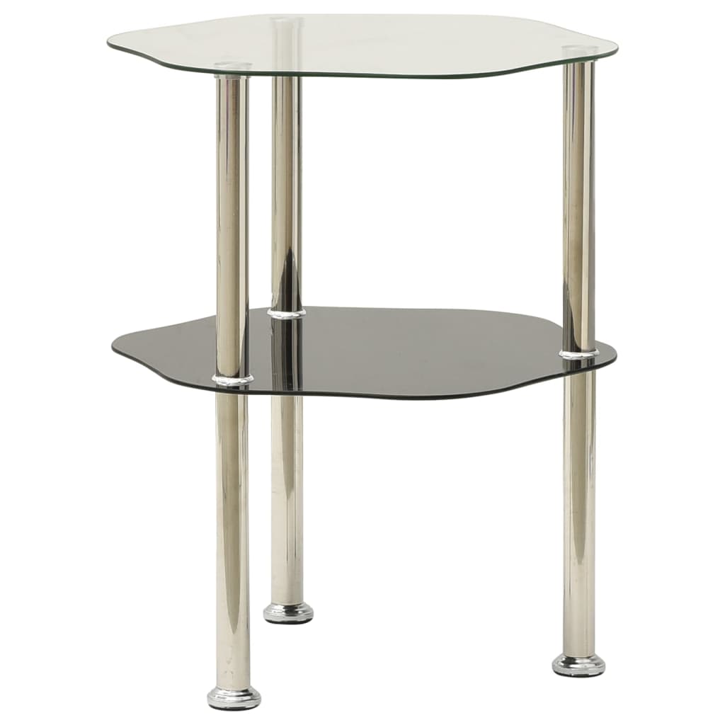 

vidaXL Bijzettafel 2-laags 38x38x50 cm gehard glas transparant zwart
