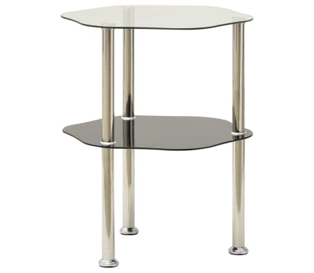 vidaXL Bijzettafel 2-laags 38x38x50 cm gehard glas transparant zwart