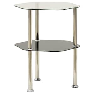 vidaXL Bijzettafel 2-laags 38x38x50 cm gehard glas transparant zwart