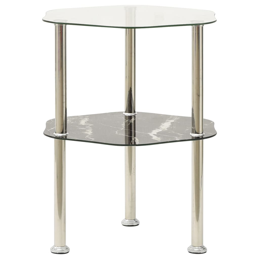 vidaXL Masă laterală 2 niveluri transparent/negru 38x38x50 cm sticlă vidaxl.ro