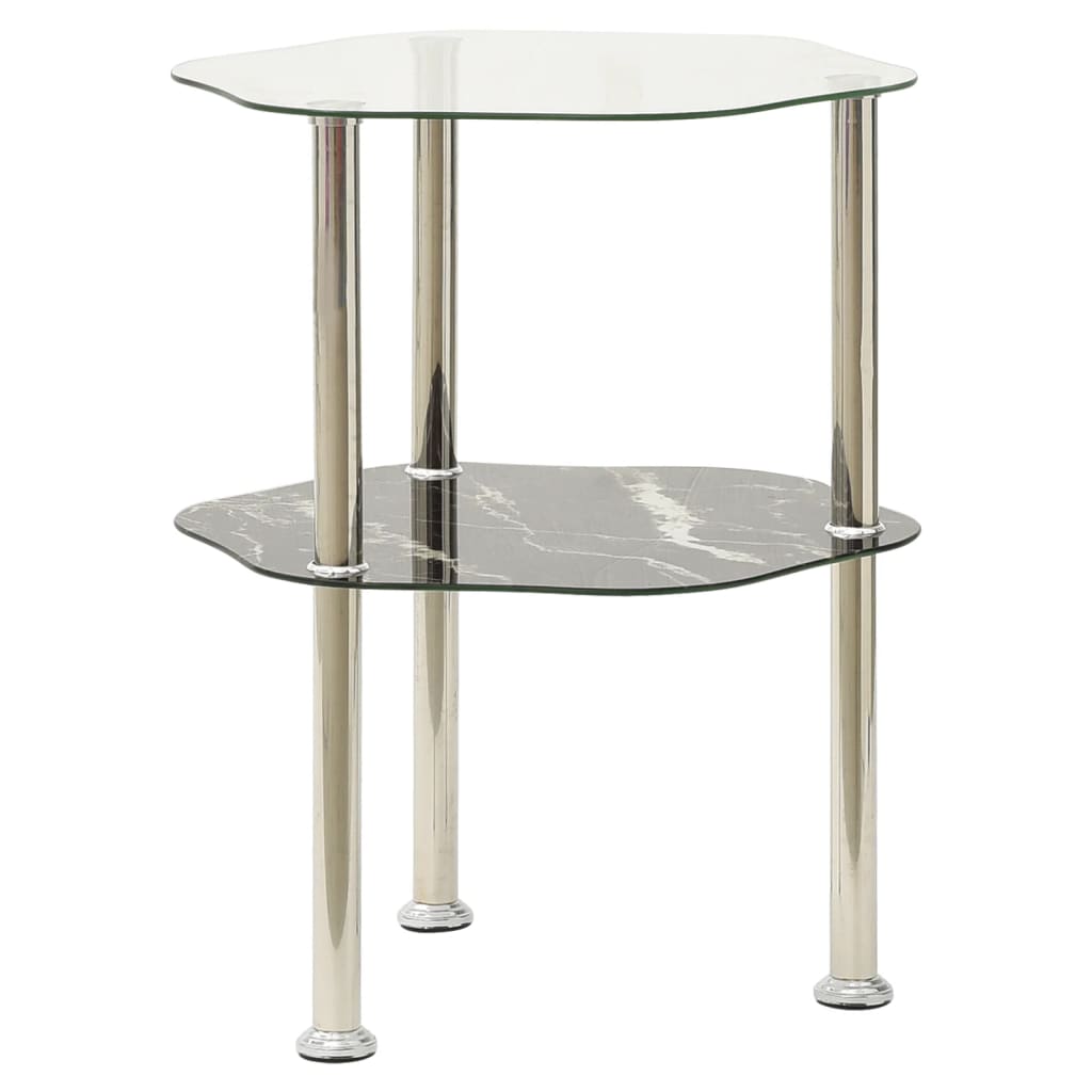 

vidaXL Bijzettafel 2-laags 38x38x50 cm gehard glas transparant zwart