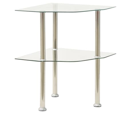 vidaXL Beistelltisch mit 2 Ablagen Transparent 38x38x50 cm Hartglas
