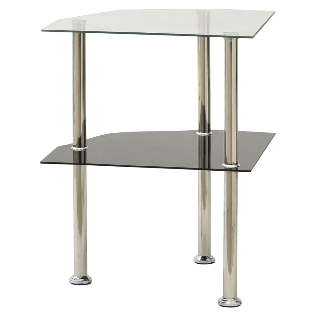 

vidaXL Bijzettafel 2-laags 38x38x50 cm gehard glas transparant zwart