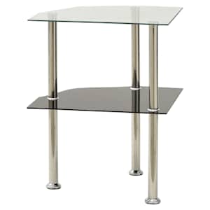 vidaXL Sidebord 2 etasjer gjennomsiktig svart 38x38x50 cm herdet glass