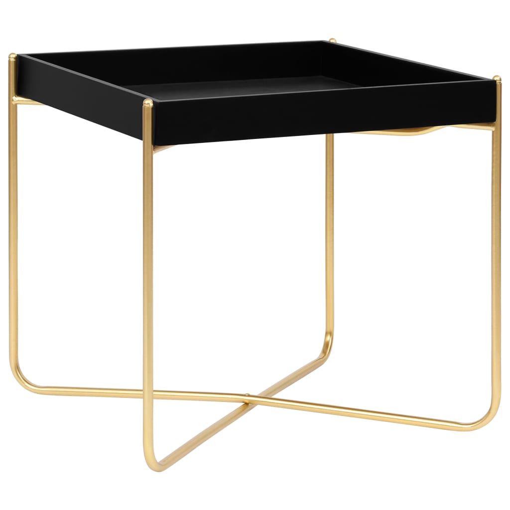 Fekete és aranyszínű MDF kisasztal 38 x 38 x 38,5 cm 