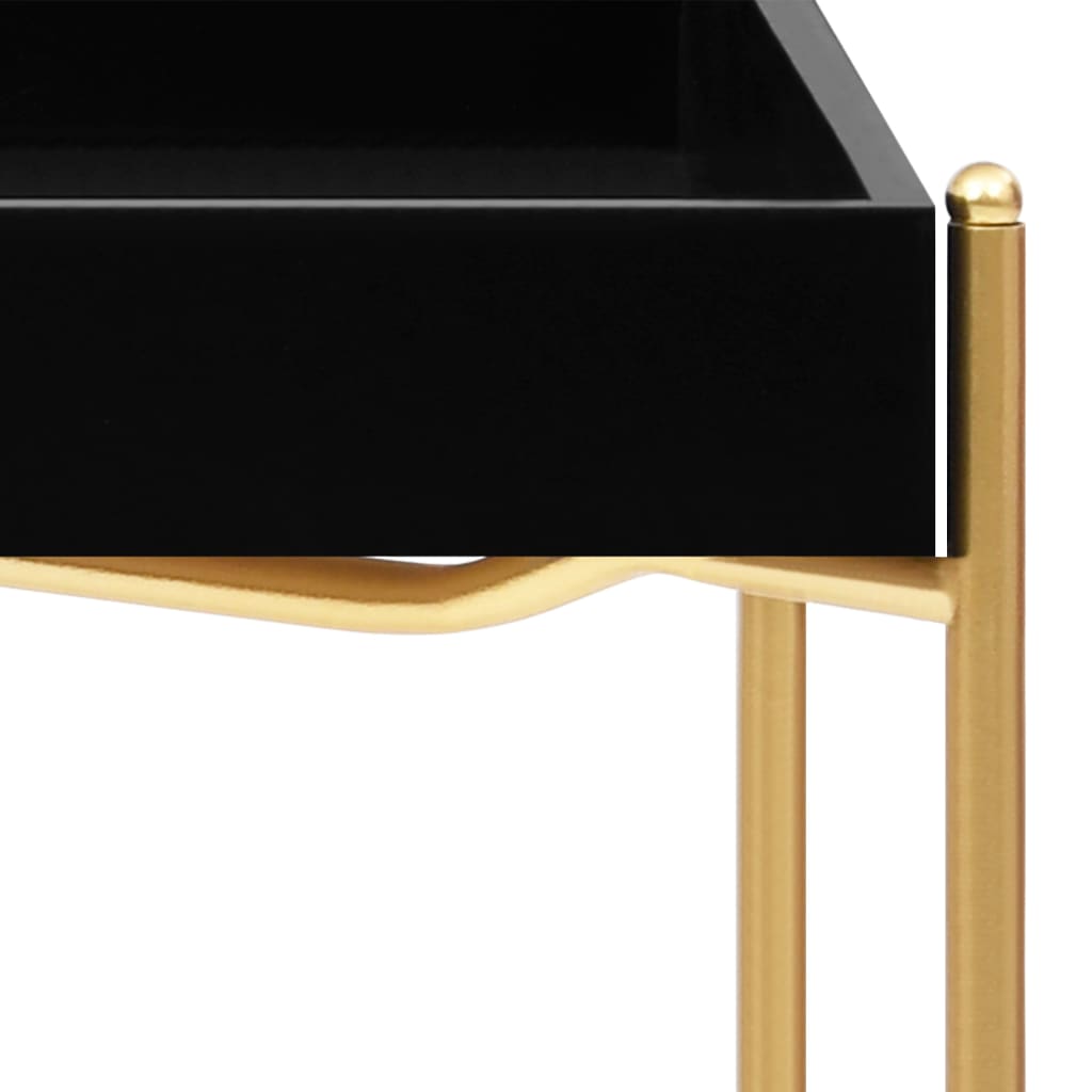 vidaXL Side Table Black and Gold 15"x15"x15.2" MDF