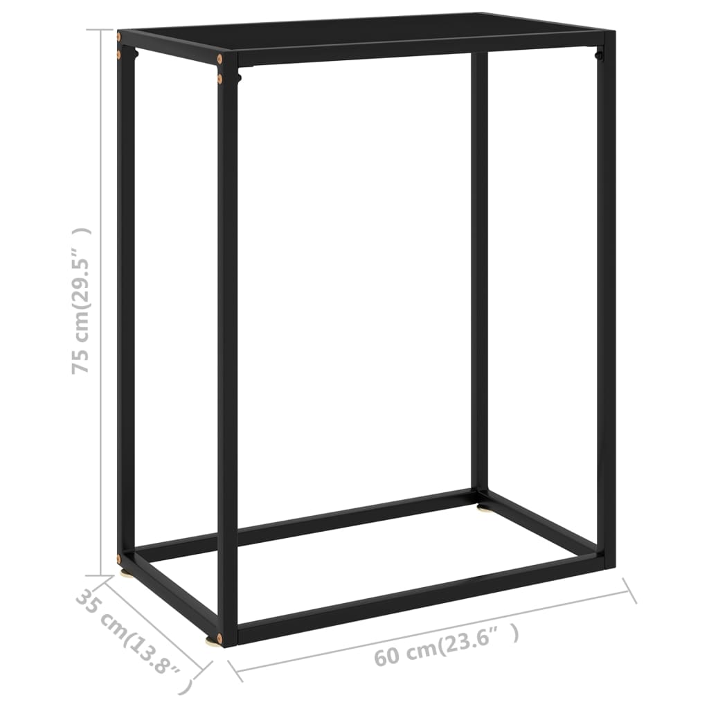 Fekete edzett üveg tálalóasztal 60 x 35 x 75 cm 
