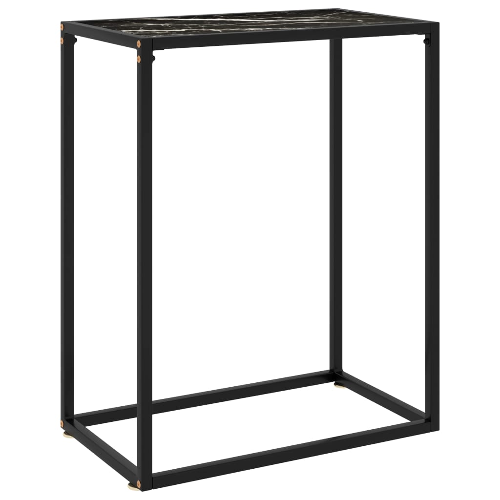 Fekete edzett üveg tálalóasztal 60 x 35 x 75 cm 